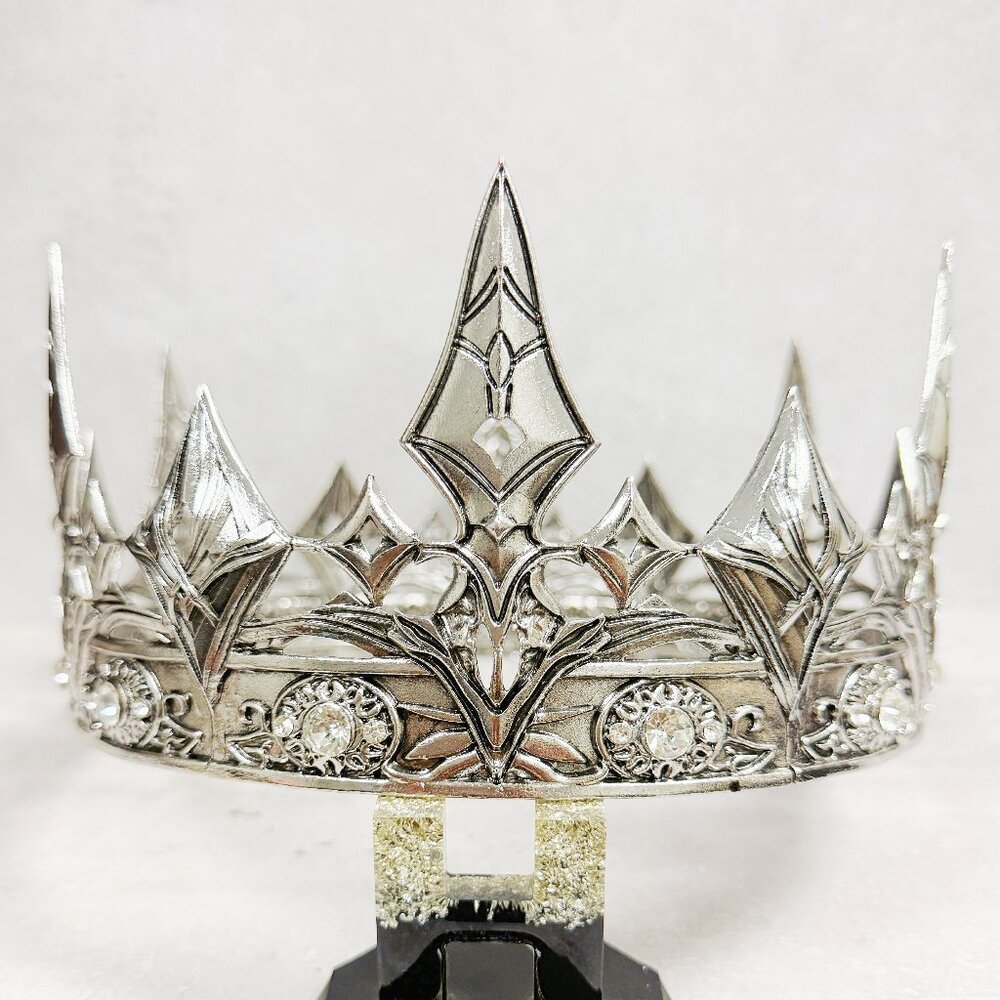 Medieval knight crown, silver crown, prince headpiece, clear stones, regal crown